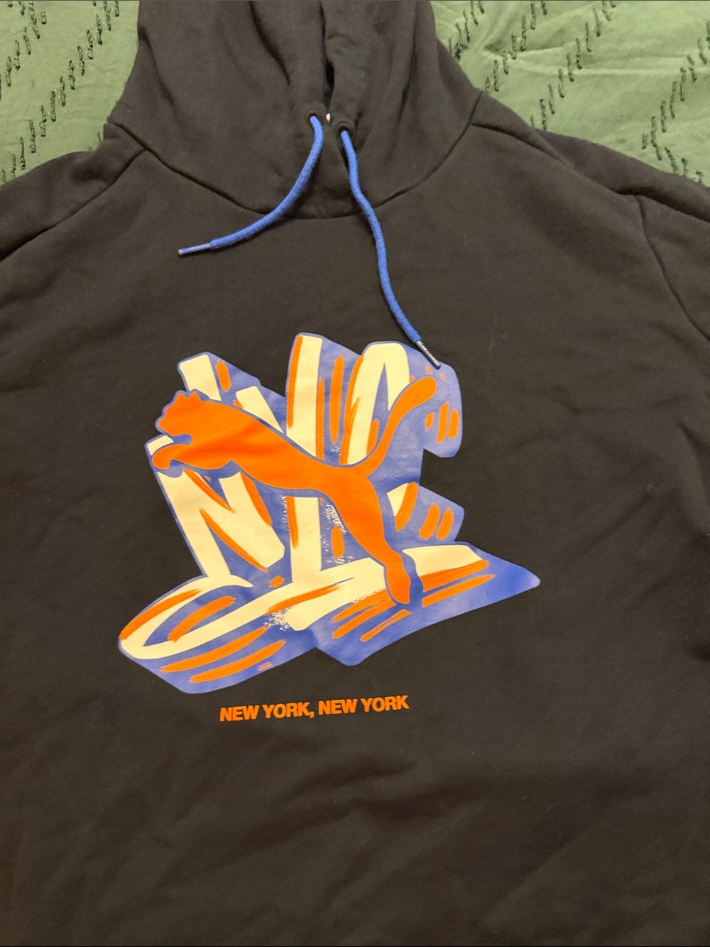 Puma Black Crewneck Sweatshirt with Orange & Blue Graphic